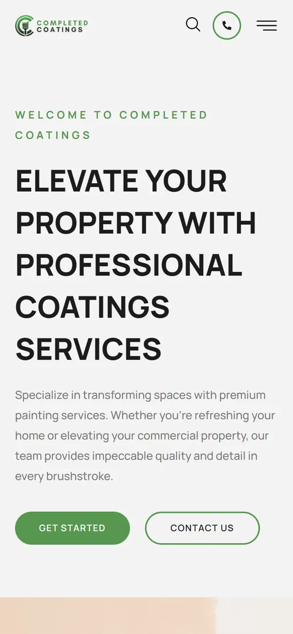 completedcoatings.com on a phone