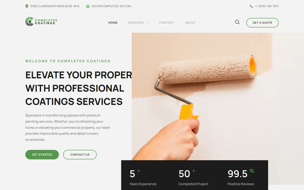 Screenshot of completedcoatings.com