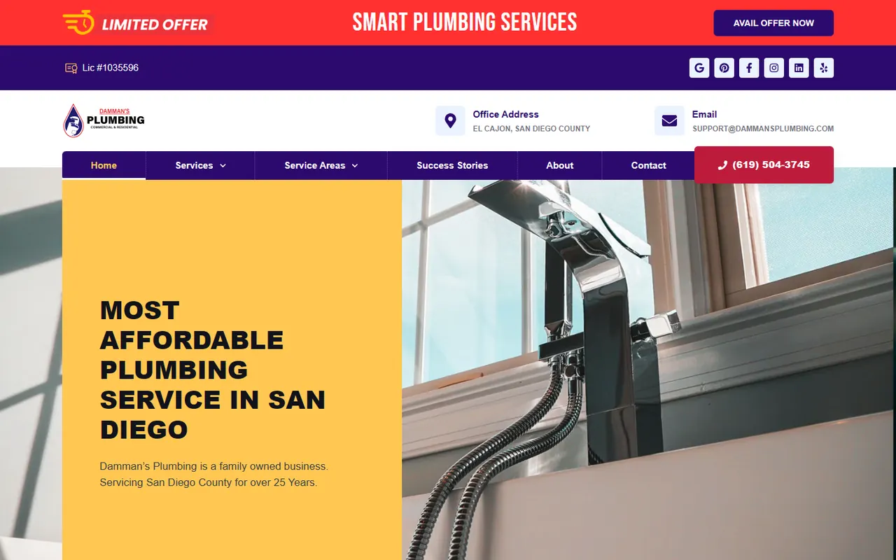 Screenshot of dammansplumbing.com