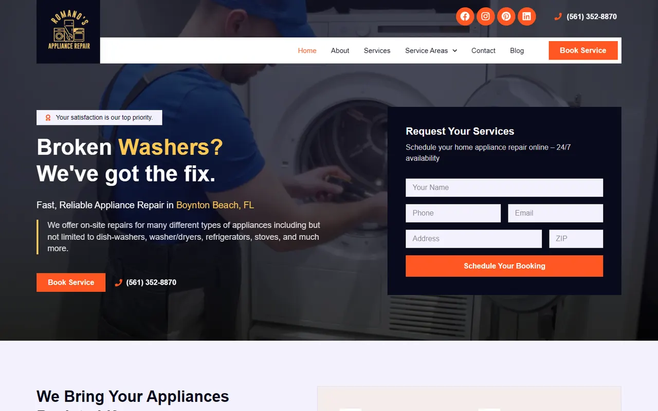 Screenshot of romanosappliancerepair.com
