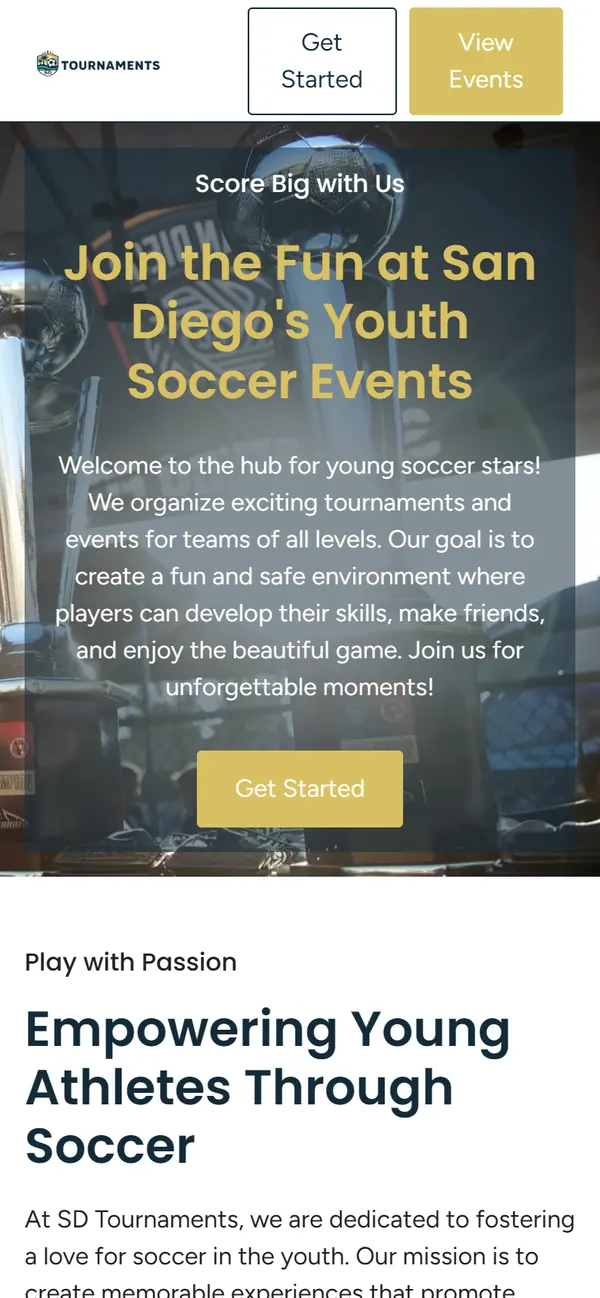sdtournaments.com on a phone