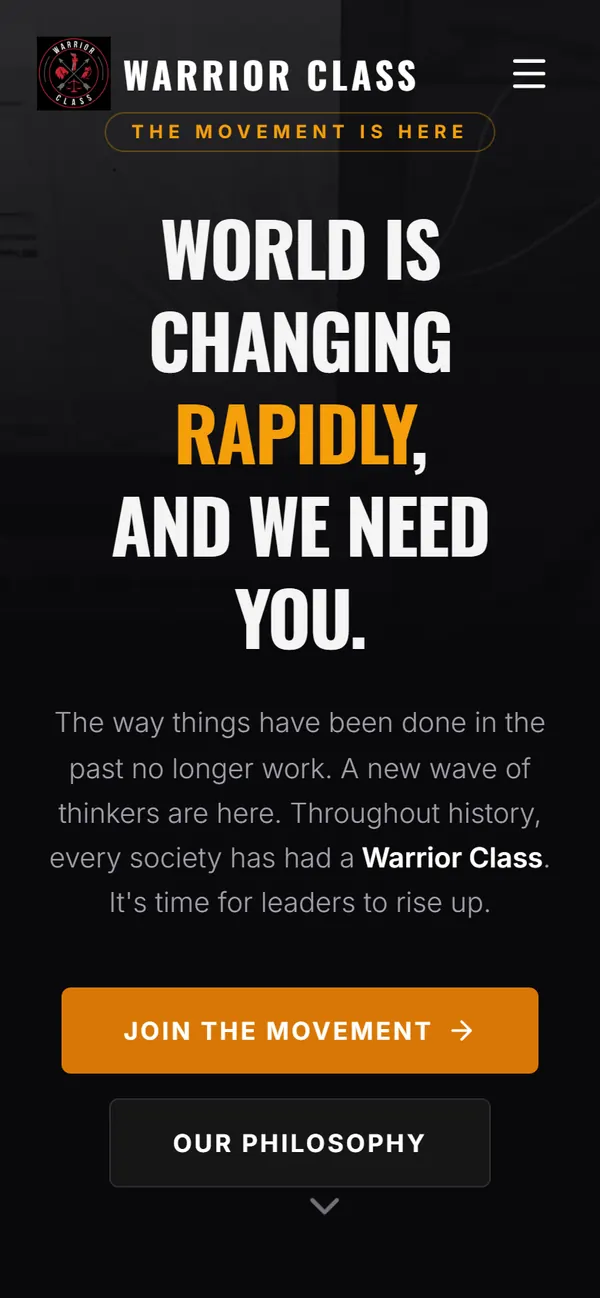 warriorclass.com on a phone